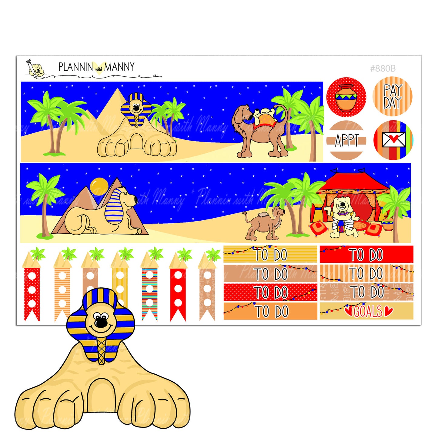 880 VERTCIAL Weekly Planner Stickers -Walk Like an Egyptian Collection