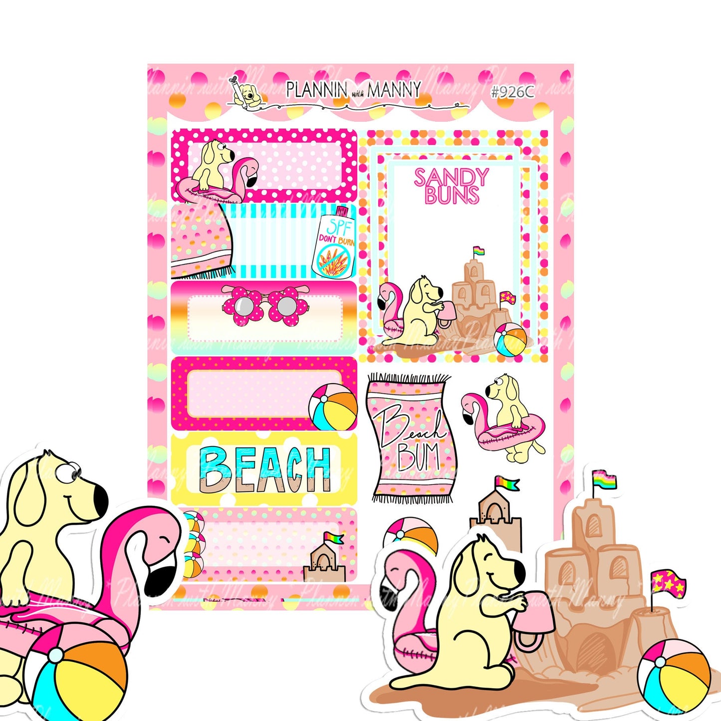 926 VERTICAL MINI Weekly Planner Stickers - Sandy Buns Collection