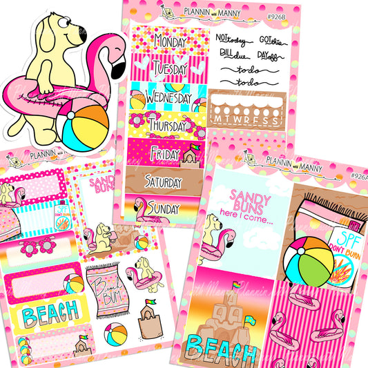 926 VERTICAL MINI Weekly Planner Stickers - Sandy Buns Collection