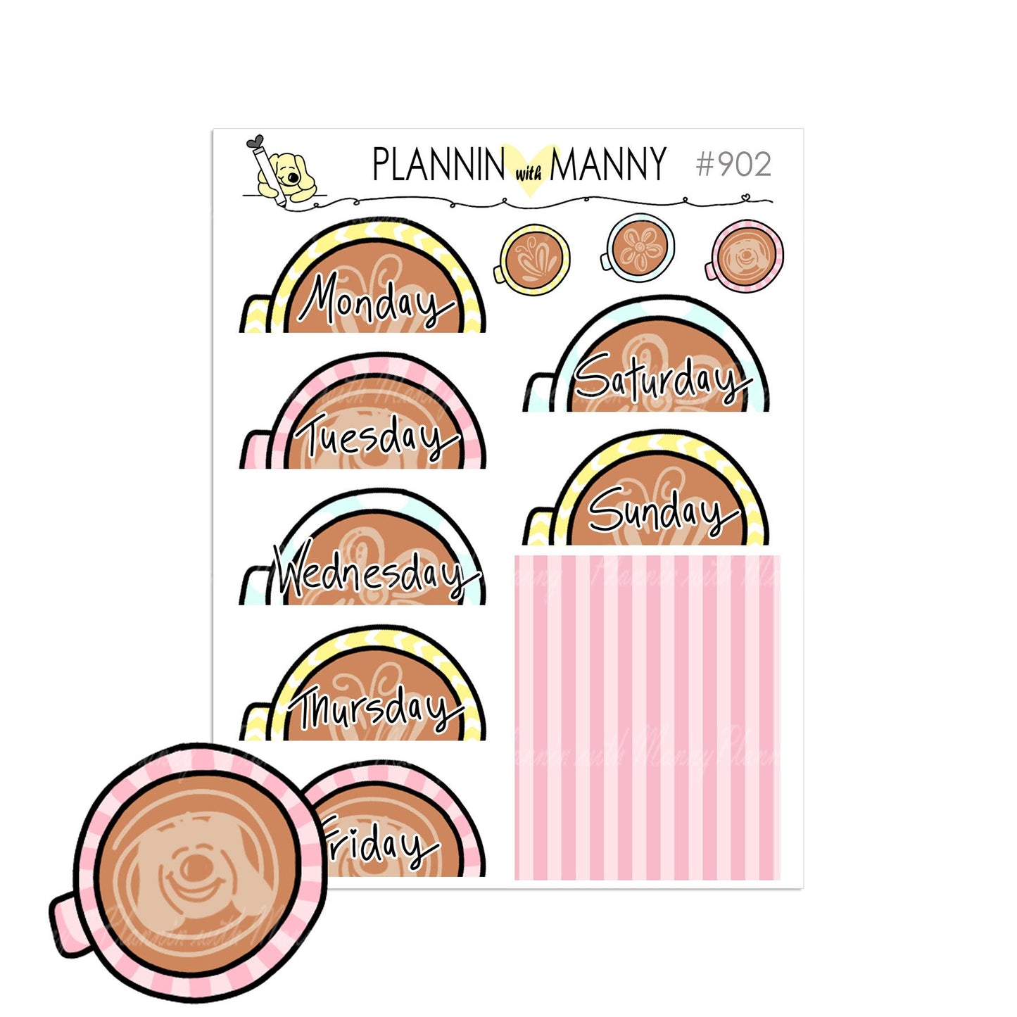 902 ARTISIAN COFFEE Date Cover Planner Stickers