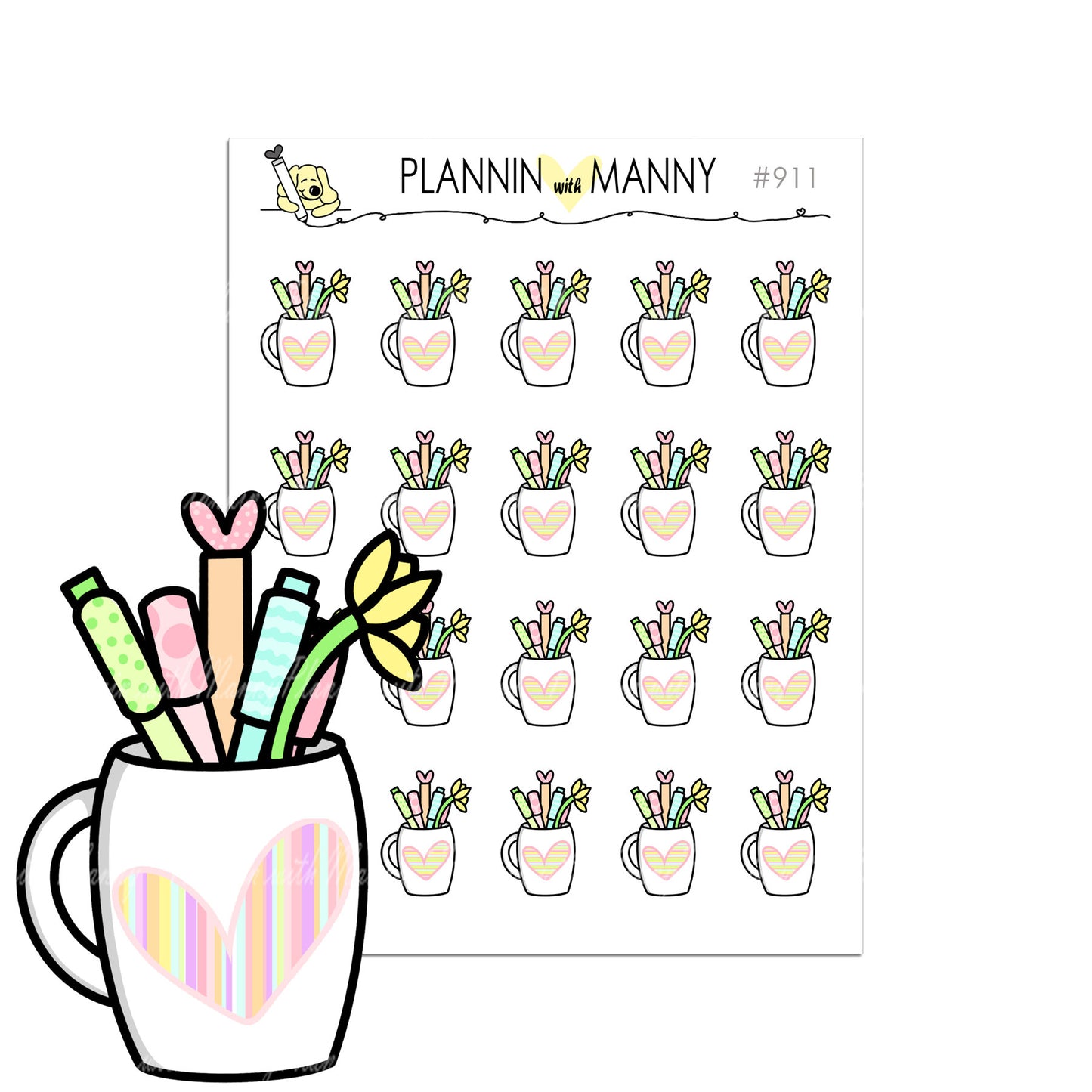 911 Pencil Cup and Pen Planner Stickers