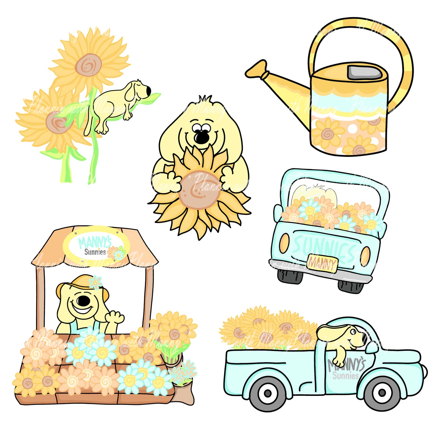 938, Manny's Sunnies Planner Stickers, Truck Planner Stickers, Sunflower Planner Stickers, Farmers Market Stickers, Garden Stickers