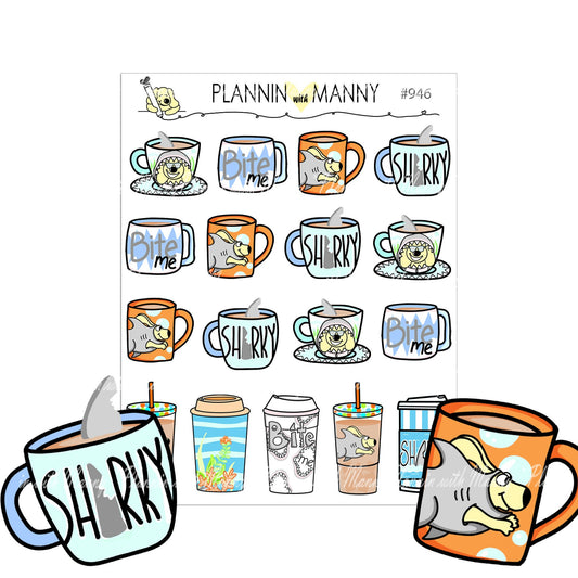 946 SHARK DRINK Planner Stickers