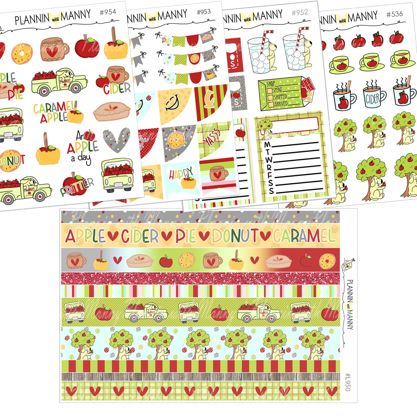 951 VERTICAL MINI Weekly Planner Stickers - Apple Days Collection