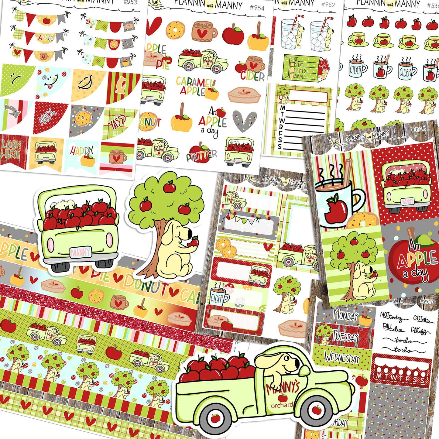 951 VERTICAL MINI Weekly Planner Stickers - Apple Days Collection