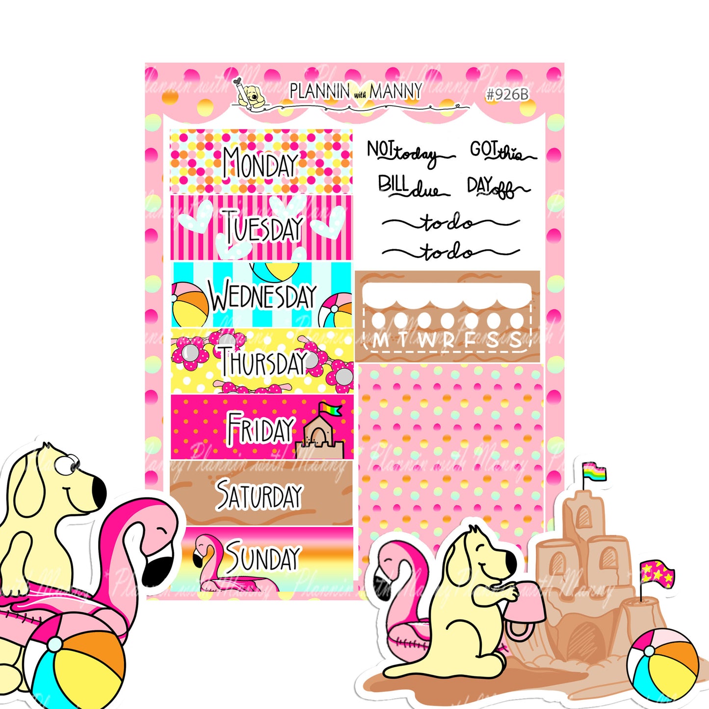 926 VERTICAL MINI Weekly Planner Stickers - Sandy Buns Collection