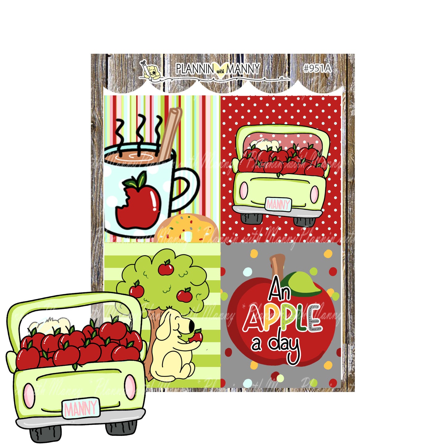 951 VERTICAL MINI Weekly Planner Stickers - Apple Days Collection