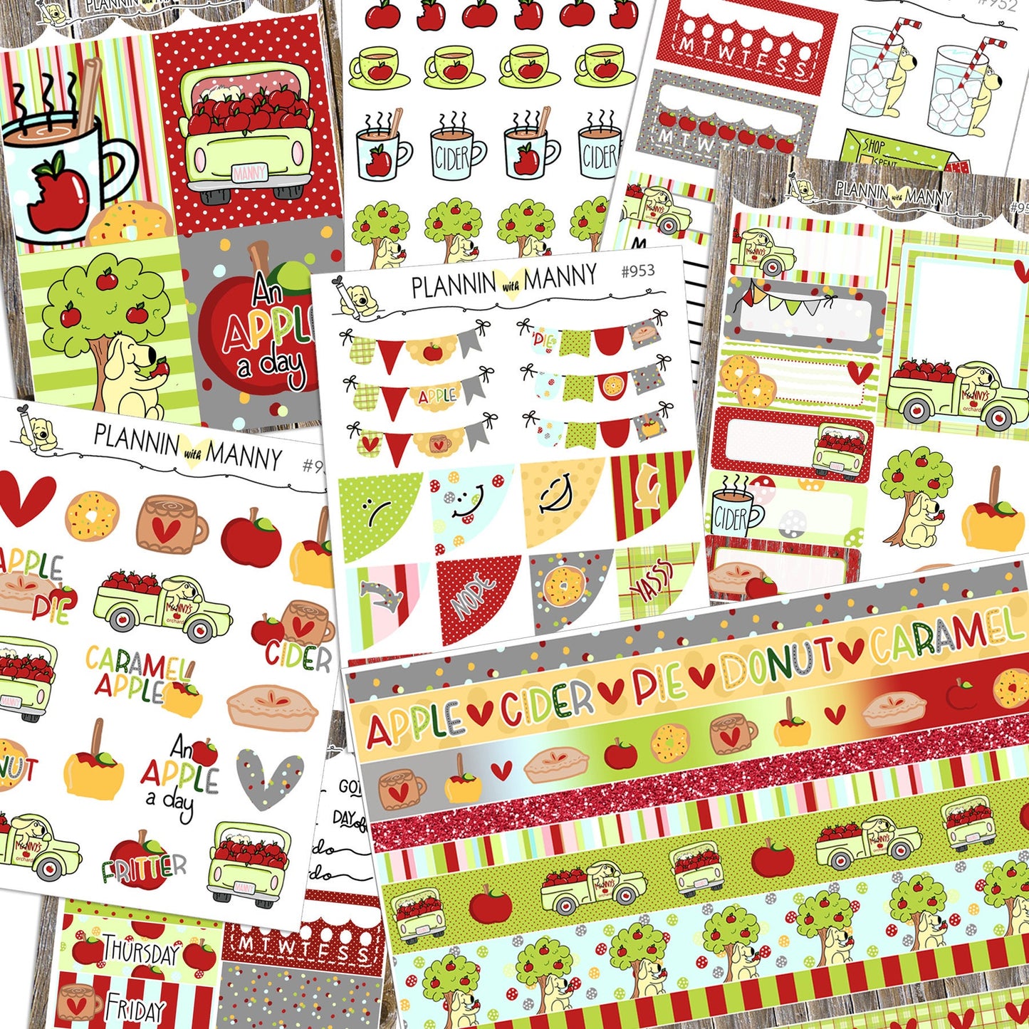 951 VERTICAL MINI Weekly Planner Stickers - Apple Days Collection