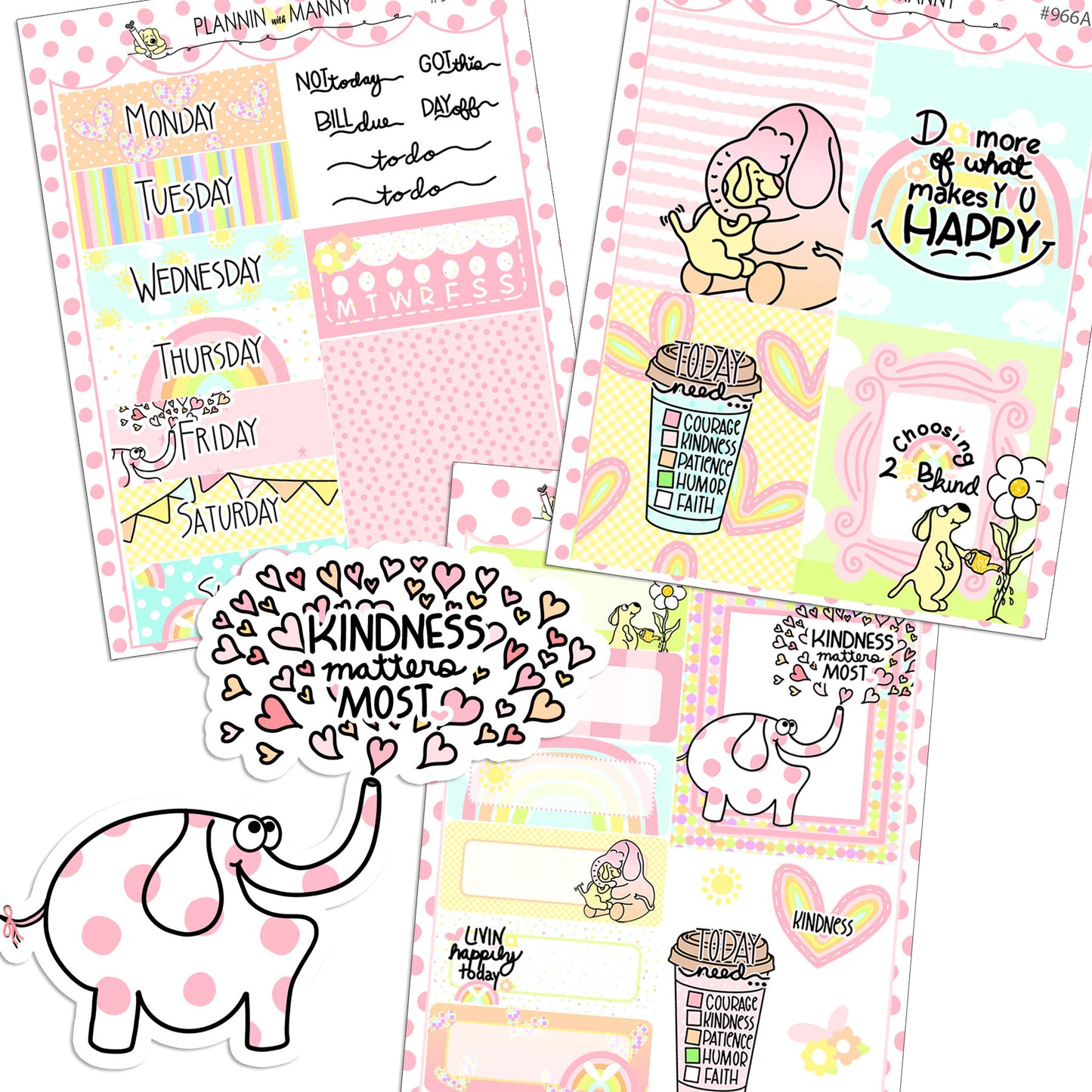 966 VERTICAL MINI Weekly Stickers - Kindness Collection