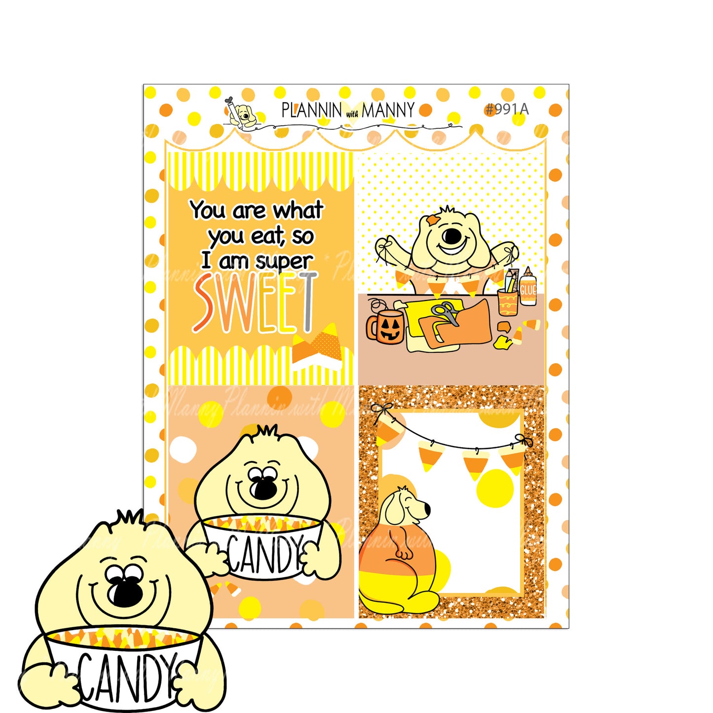 991 MINI Weekly Planner Stickers - Sweet Manny Collection