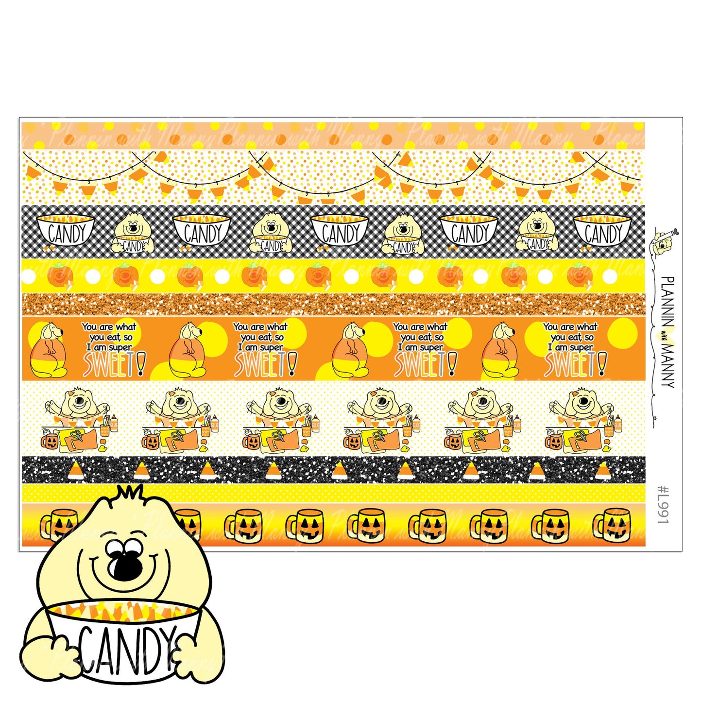 991 MINI Weekly Planner Stickers - Sweet Manny Collection