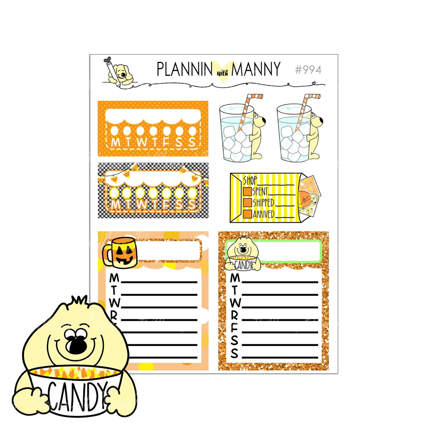 991 MINI Weekly Planner Stickers - Sweet Manny Collection