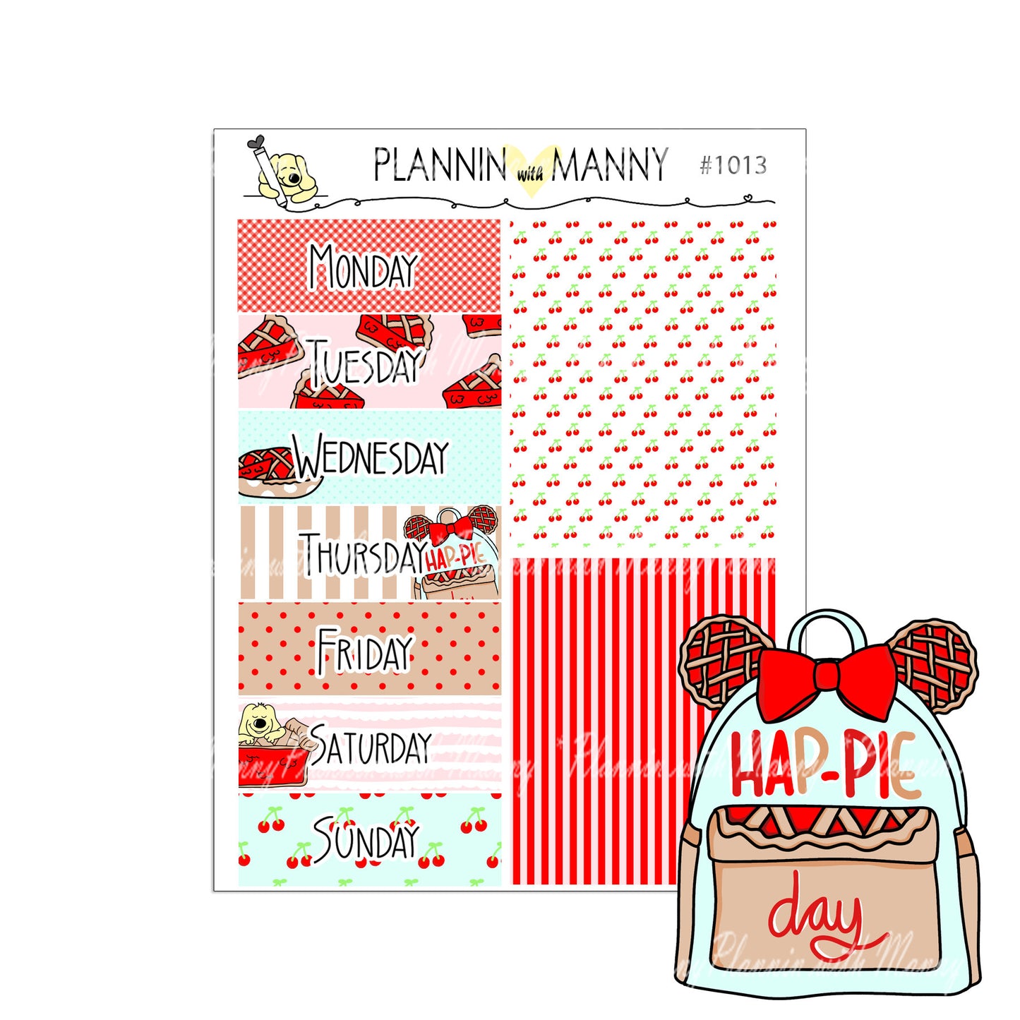 L1010 VERTCIAL Weekly Planner Stickers - I love Pie Collection