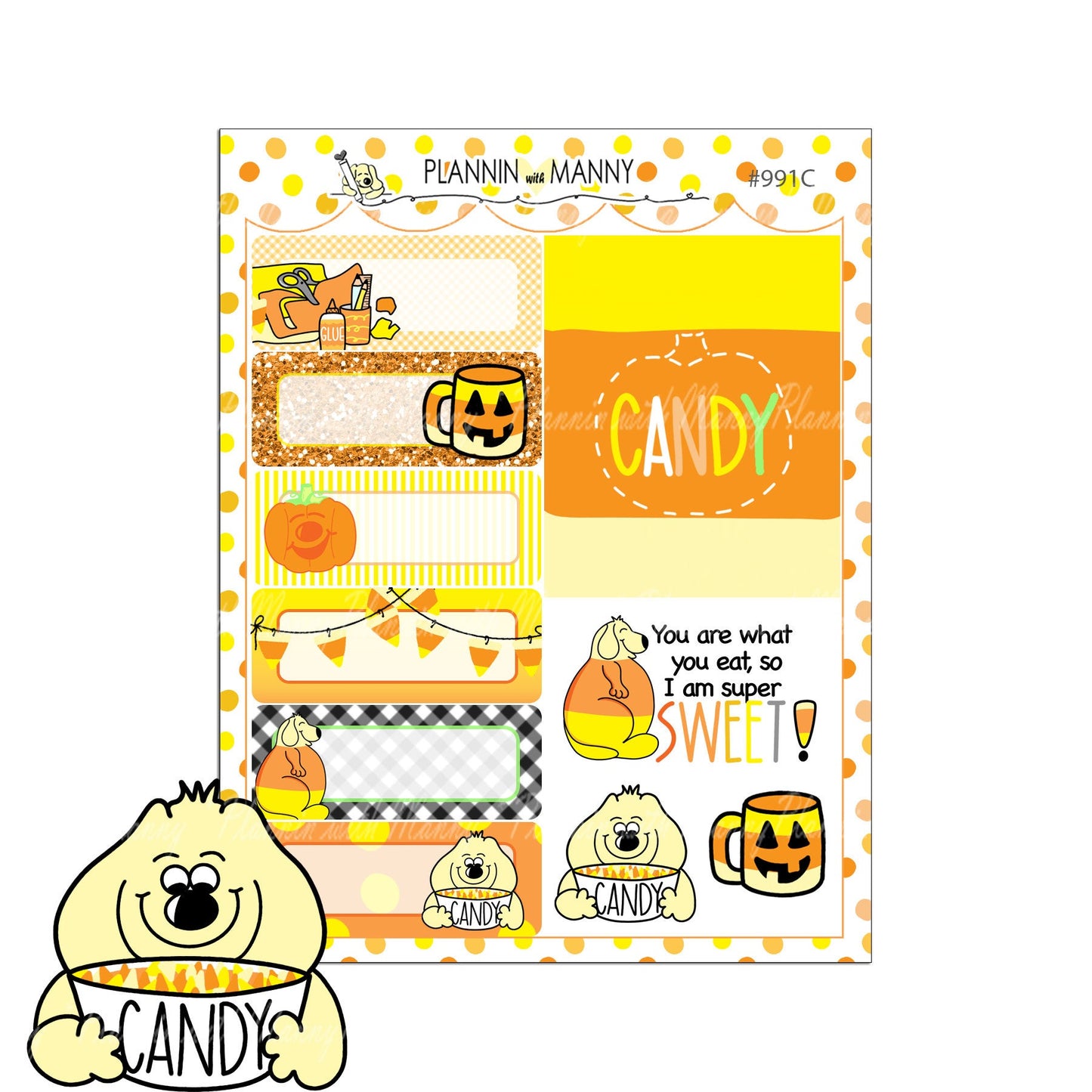 991 MINI Weekly Planner Stickers - Sweet Manny Collection