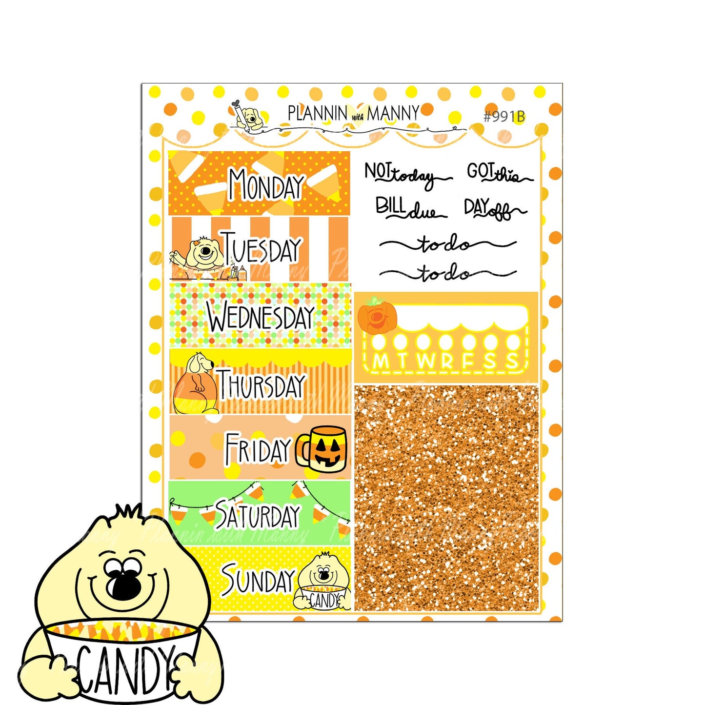 991 MINI Weekly Planner Stickers - Sweet Manny Collection