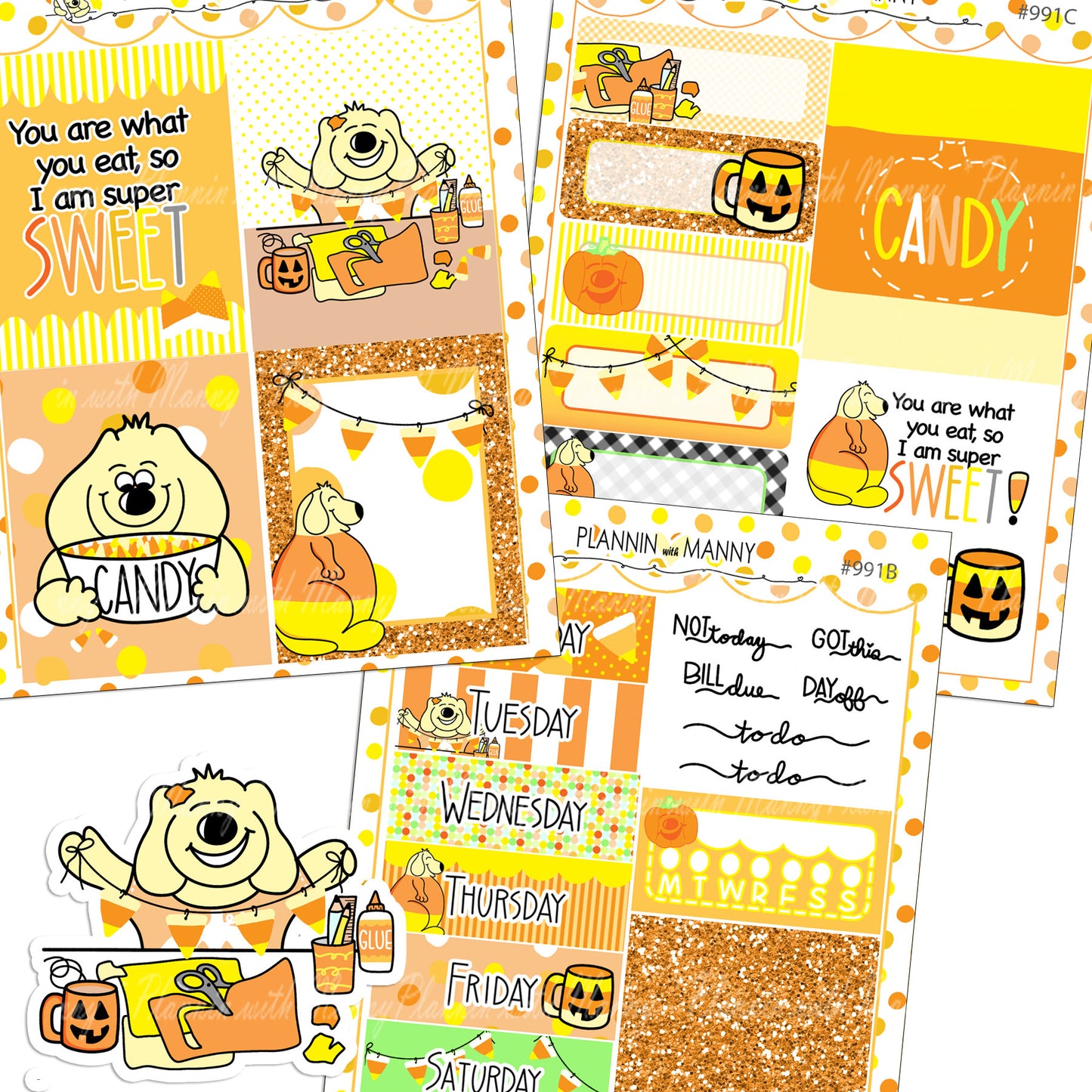 991 MINI Weekly Planner Stickers - Sweet Manny Collection