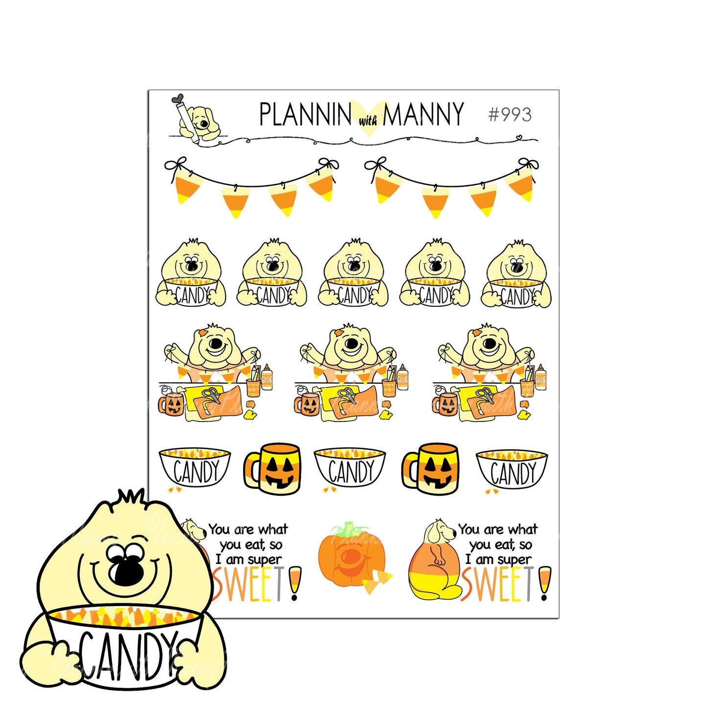 991 MINI Weekly Planner Stickers - Sweet Manny Collection