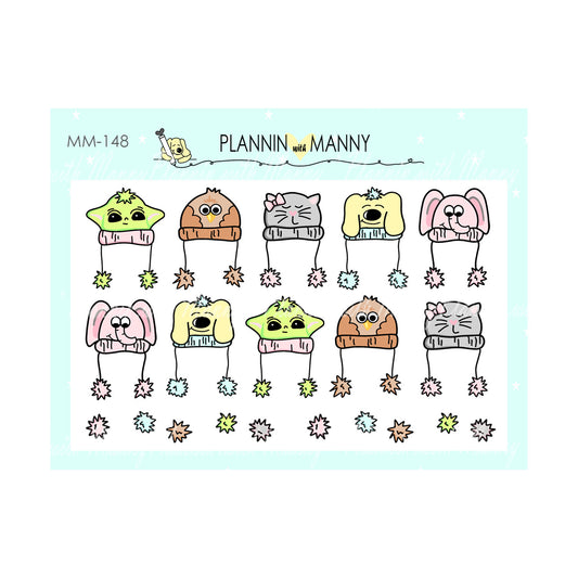 MM148 MICRO Snowmie Hat Planner Stickers- Rollin with My Snowmies Collection