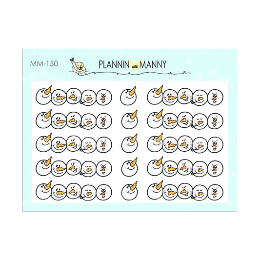 MM150 MICRO Snowman Faces and Header Planner Stickers - Rollin with My Snowmies Collection