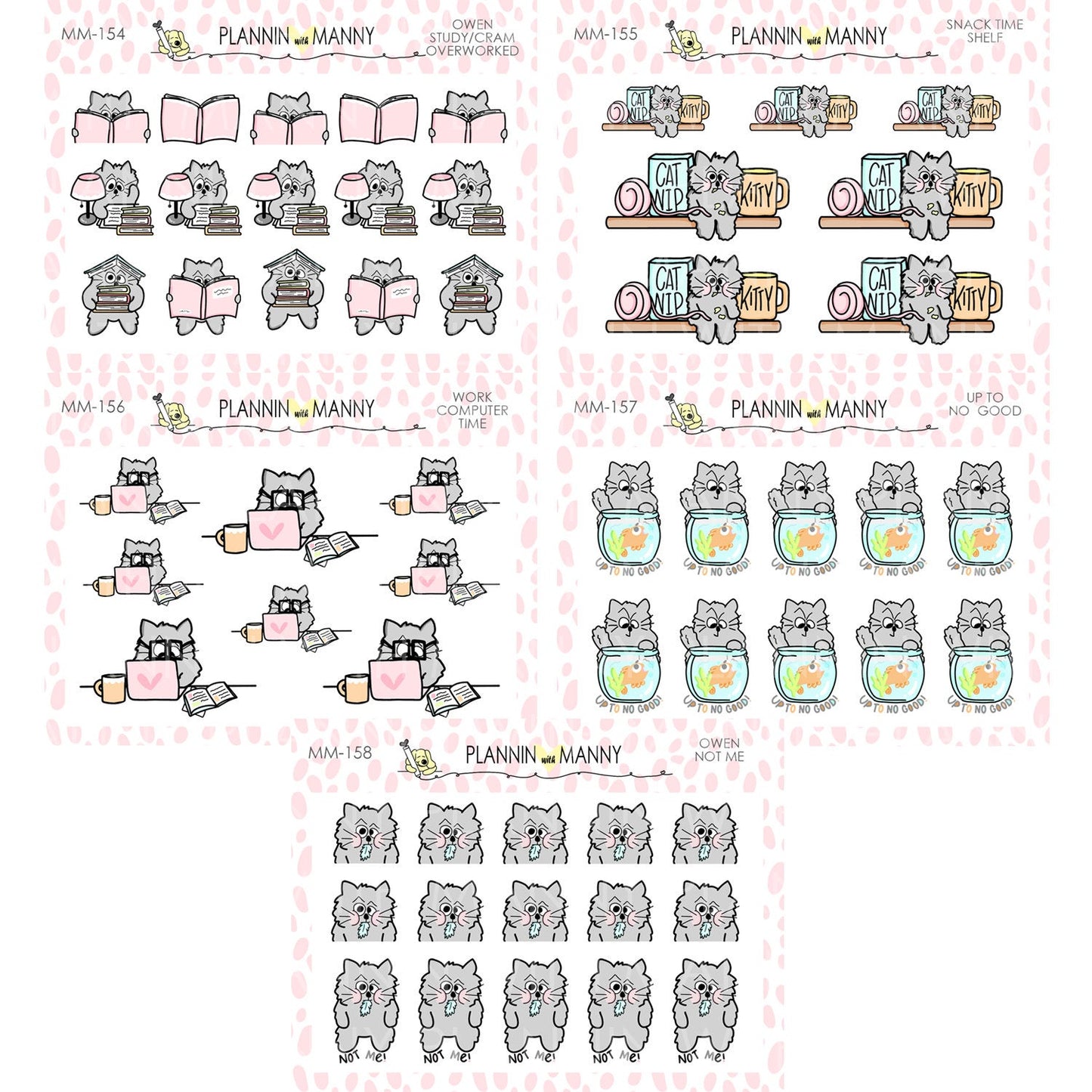 mm155 MICRO Kitty Shelf Planner Stickers