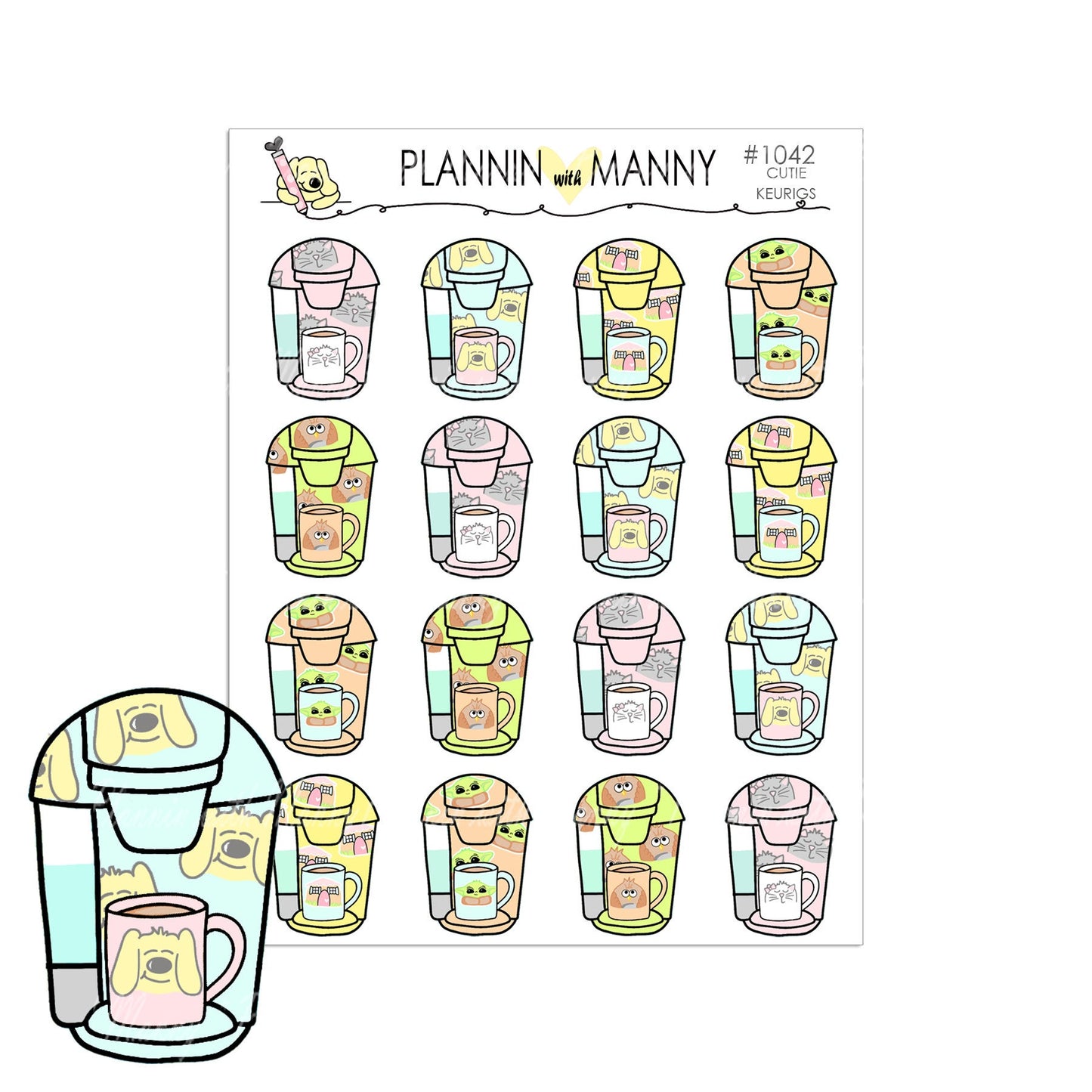 1042 KEURIG CUTIES Planner Stickers