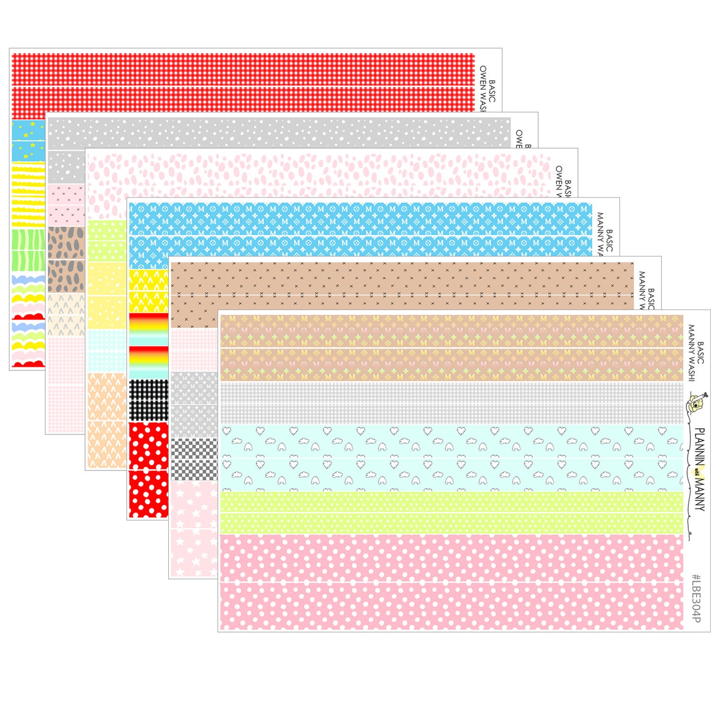 LBE303 and LBE304, MANNY BASICS Washi Sheets