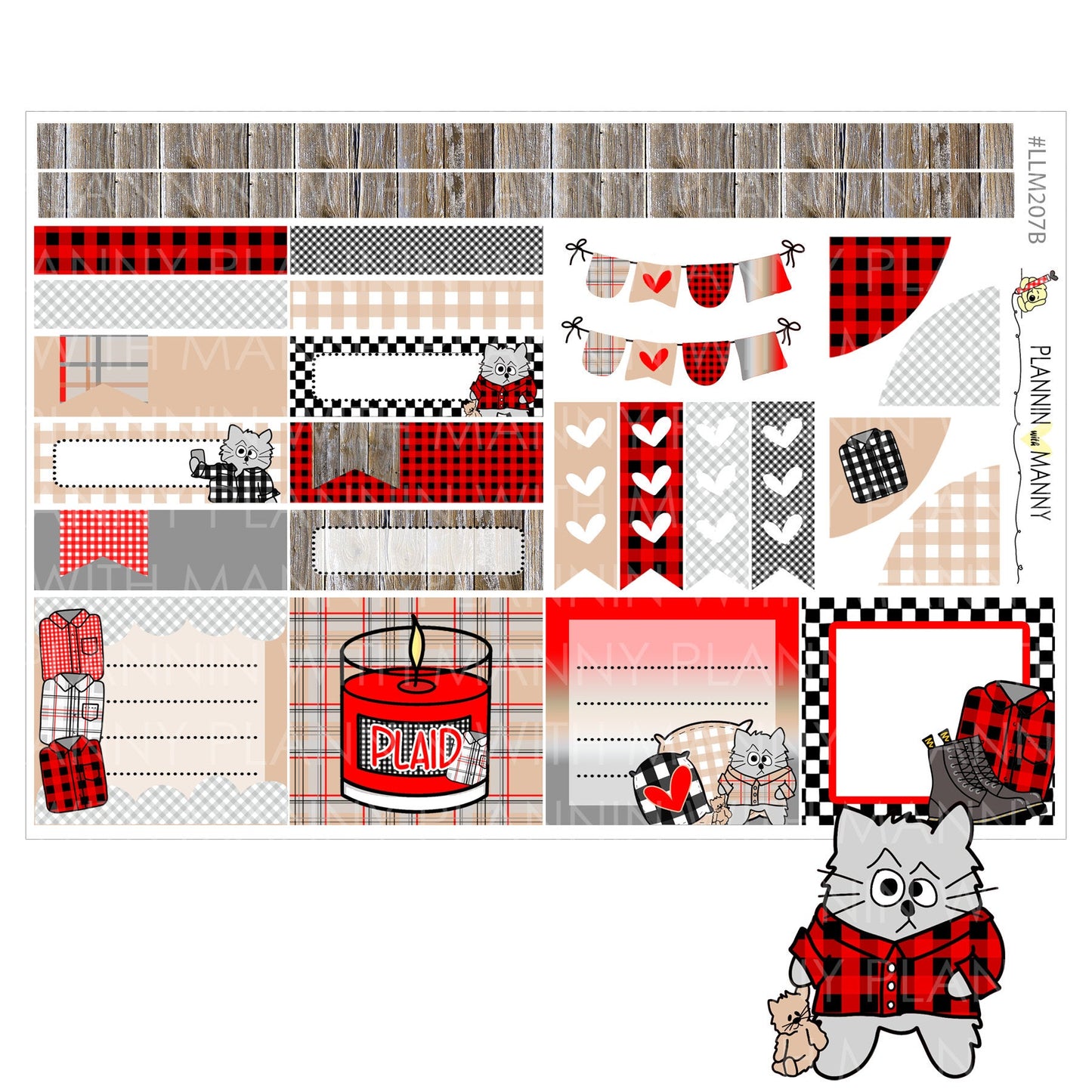 LLM207 MONTHLY PLANNER STICKERS - Glad in Plaid Collection