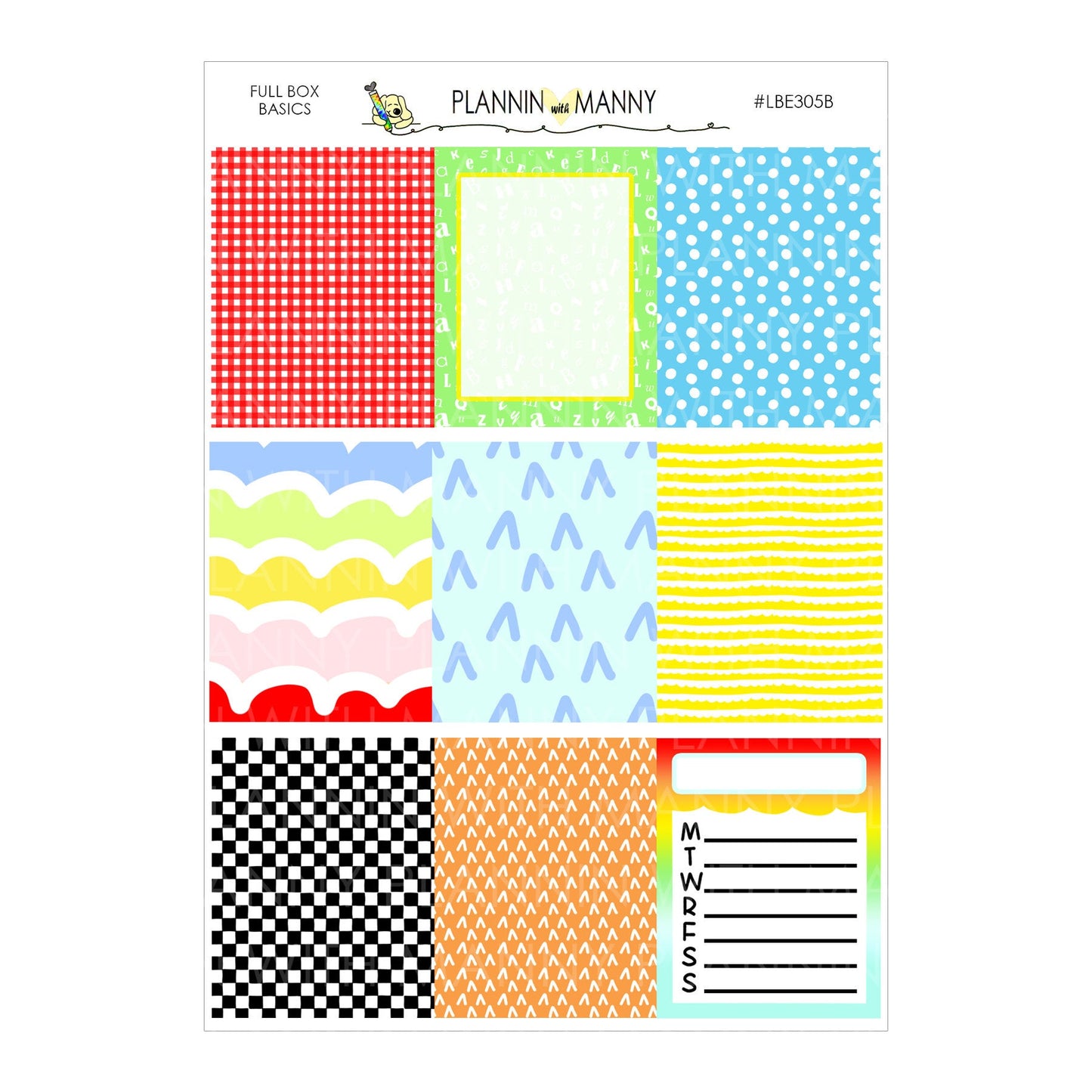 LBE305 MANNY BASICS Full Box Sheets, Pastel, Neutral, and Brights