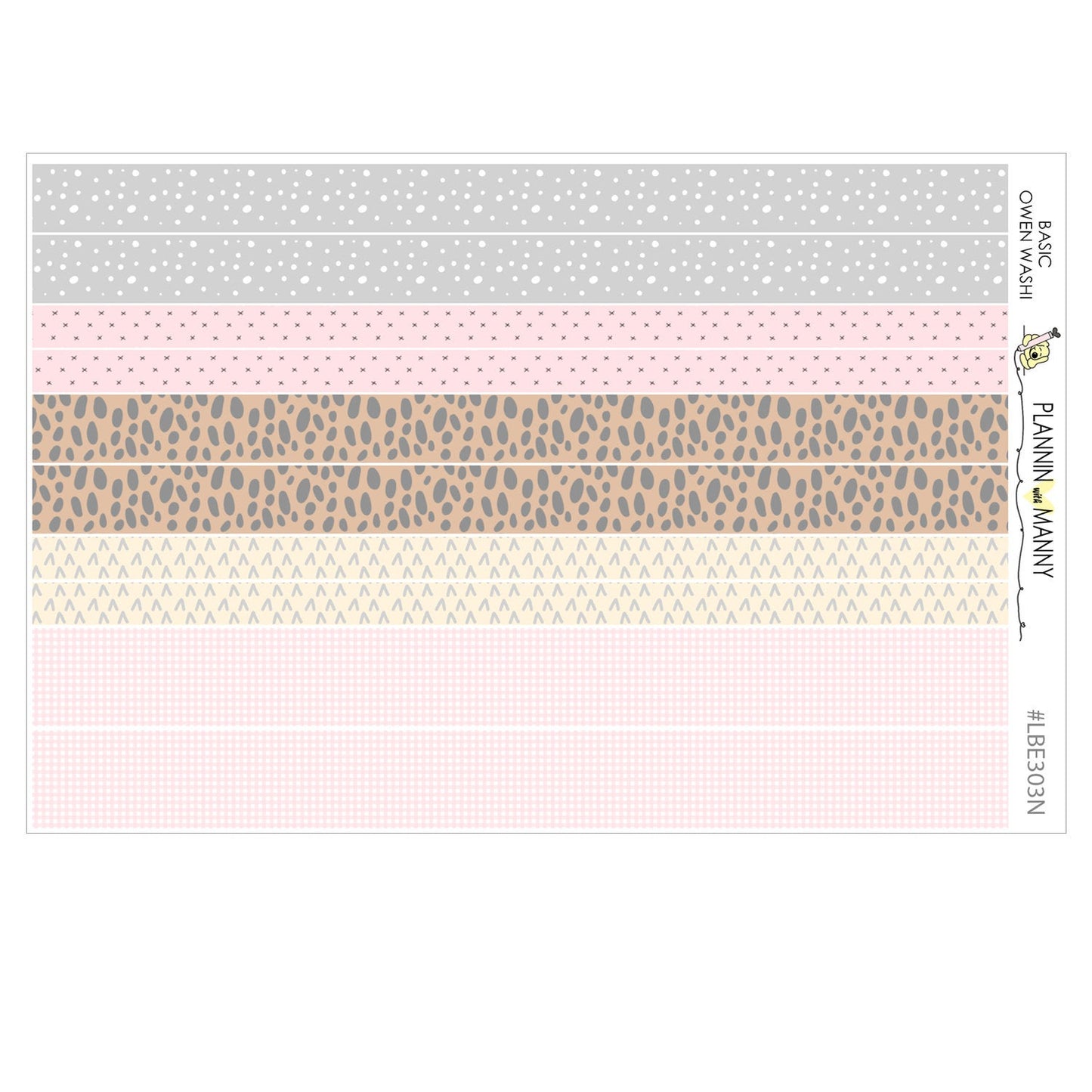 LBE303 and LBE304, MANNY BASICS Washi Sheets