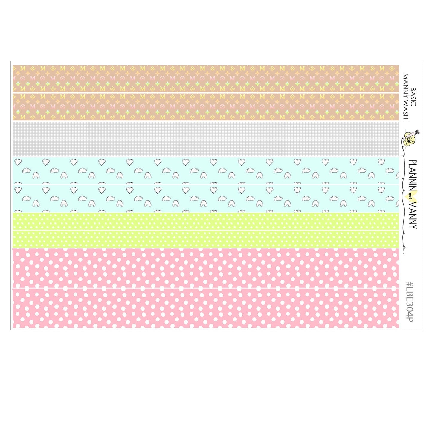 LBE303 and LBE304, MANNY BASICS Washi Sheets