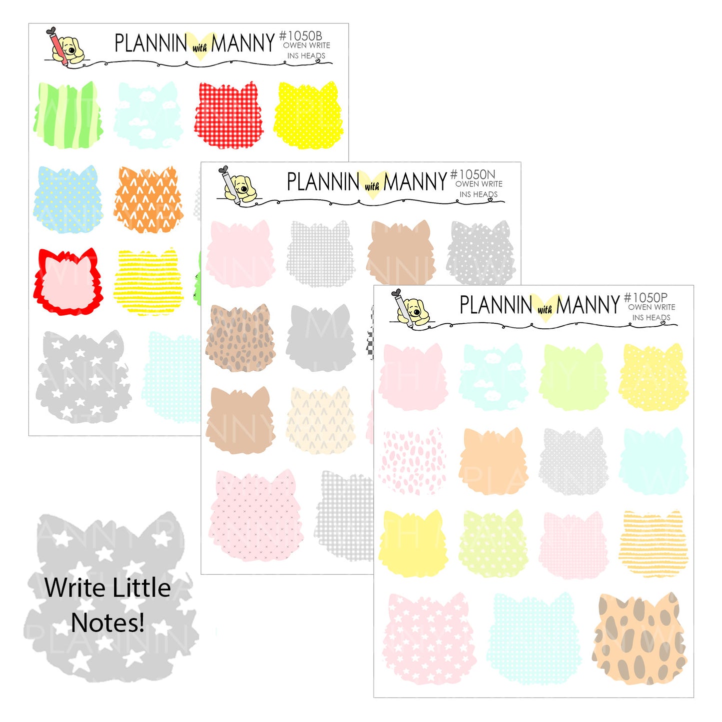 1050 WRITE IN OWEN HEAD Planner Stickers -Manny Basics