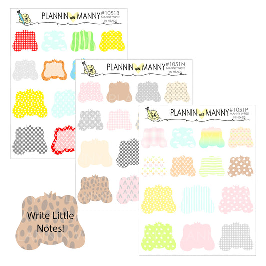 1051 WRITE IN MANNY HEAD Planner Stickers - Manny Basics