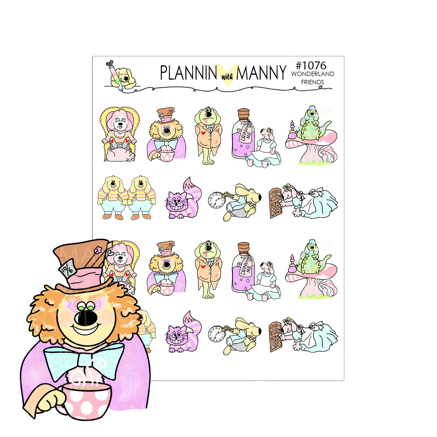 1076 WONDERLAND FRIENDS Planner Stickers - Wonderland Collection