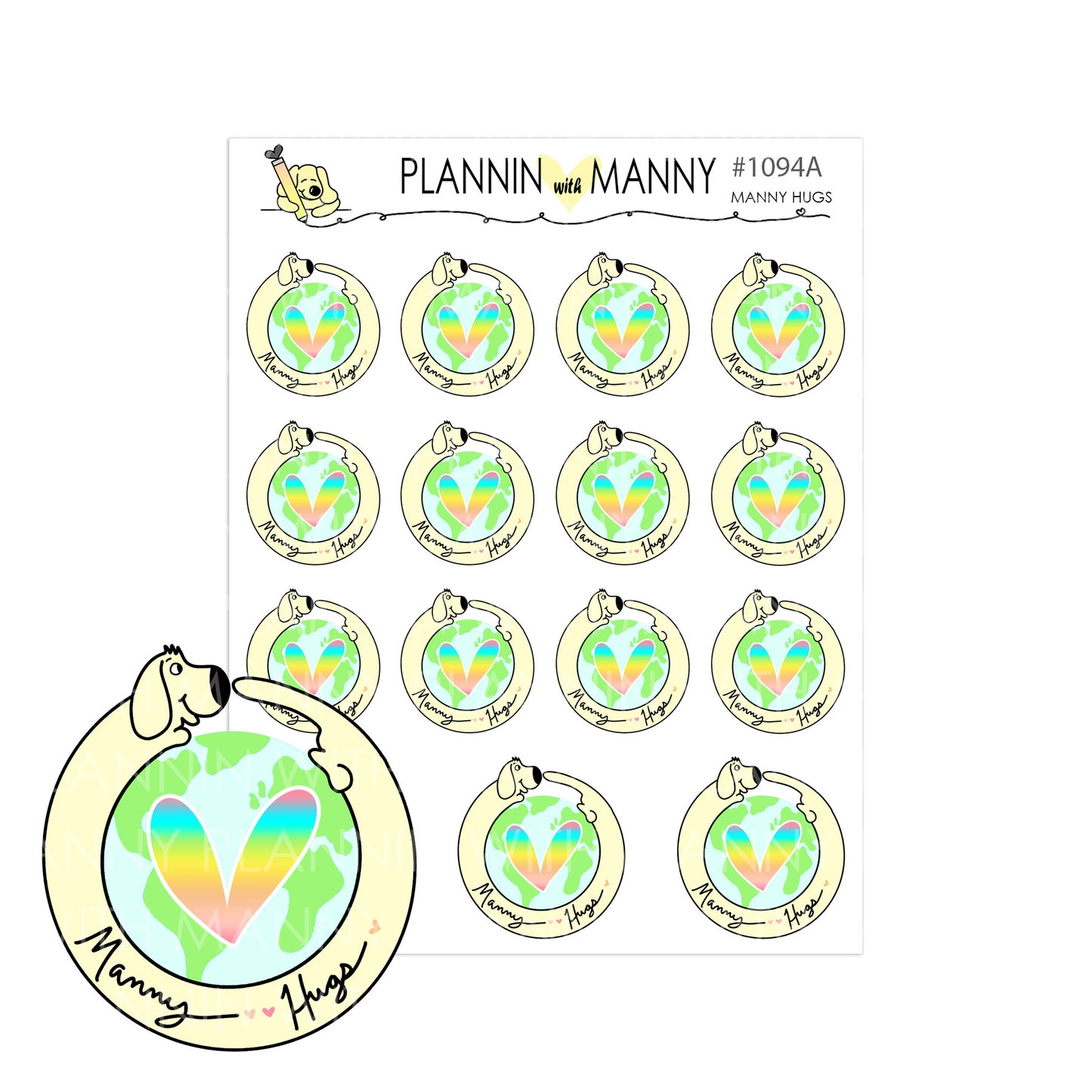 1094 A&B, Manny Hugs and Chasing My Tail Planner Stickers