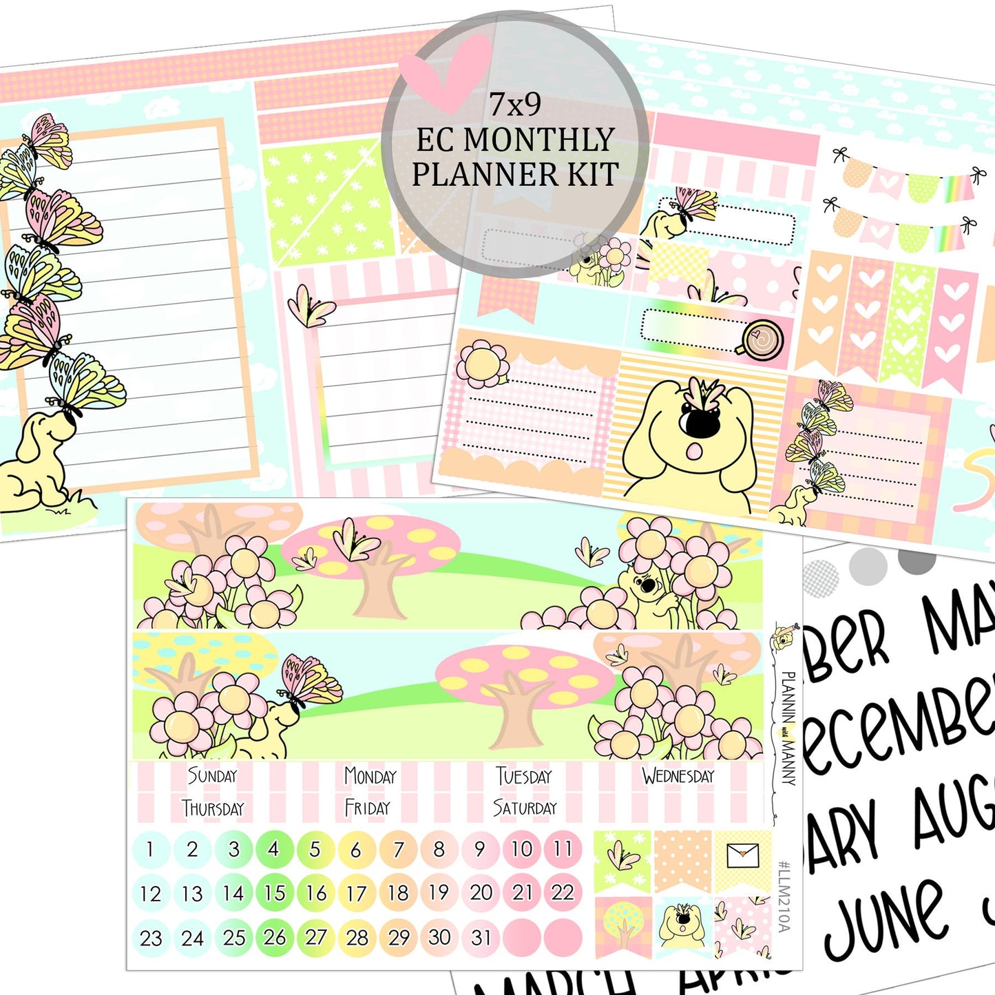 LLM210 MONTHLY PLANNER STICKERS - Butterfly Kisses Collection