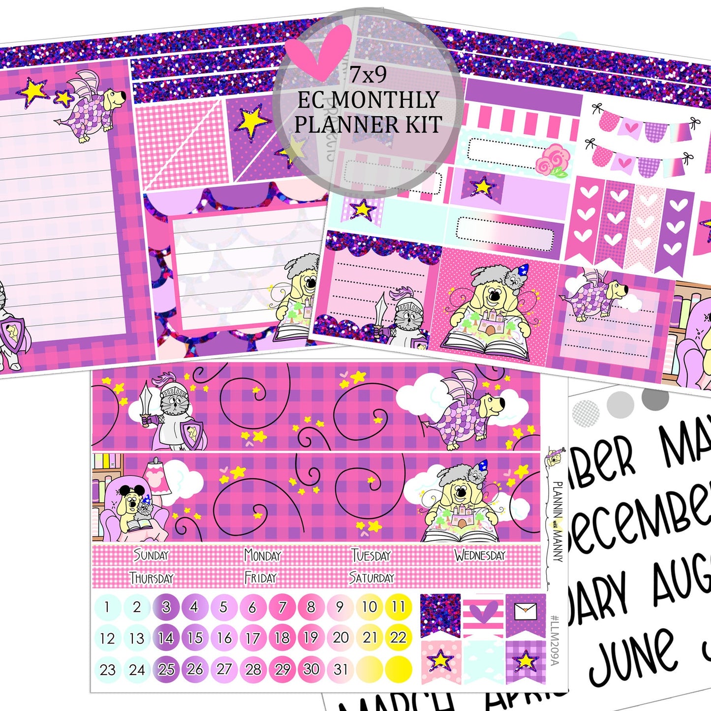 LLM209  7x9 MONTHLY Planner Stickers - Fairytale Adventures Collection