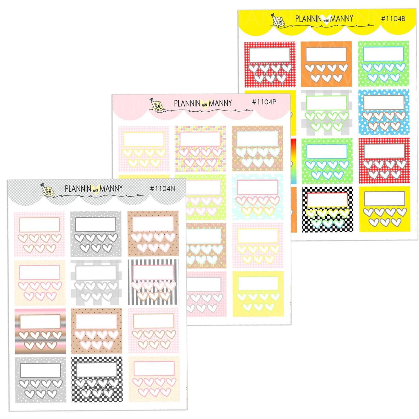 1104 Hobonichi Tracker Planner Stickers - Manny Basics