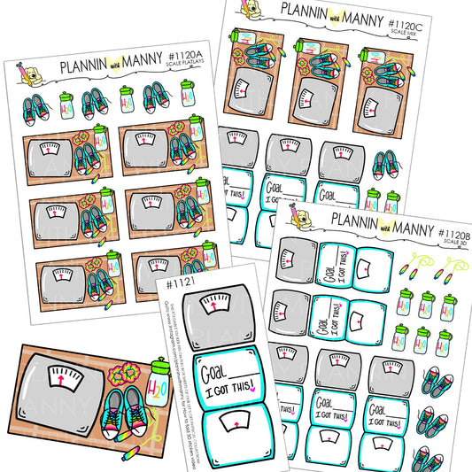 1120 & 1121 Scale Flatlay and Foldable Planner Stickers - Let's Get Physical Collection