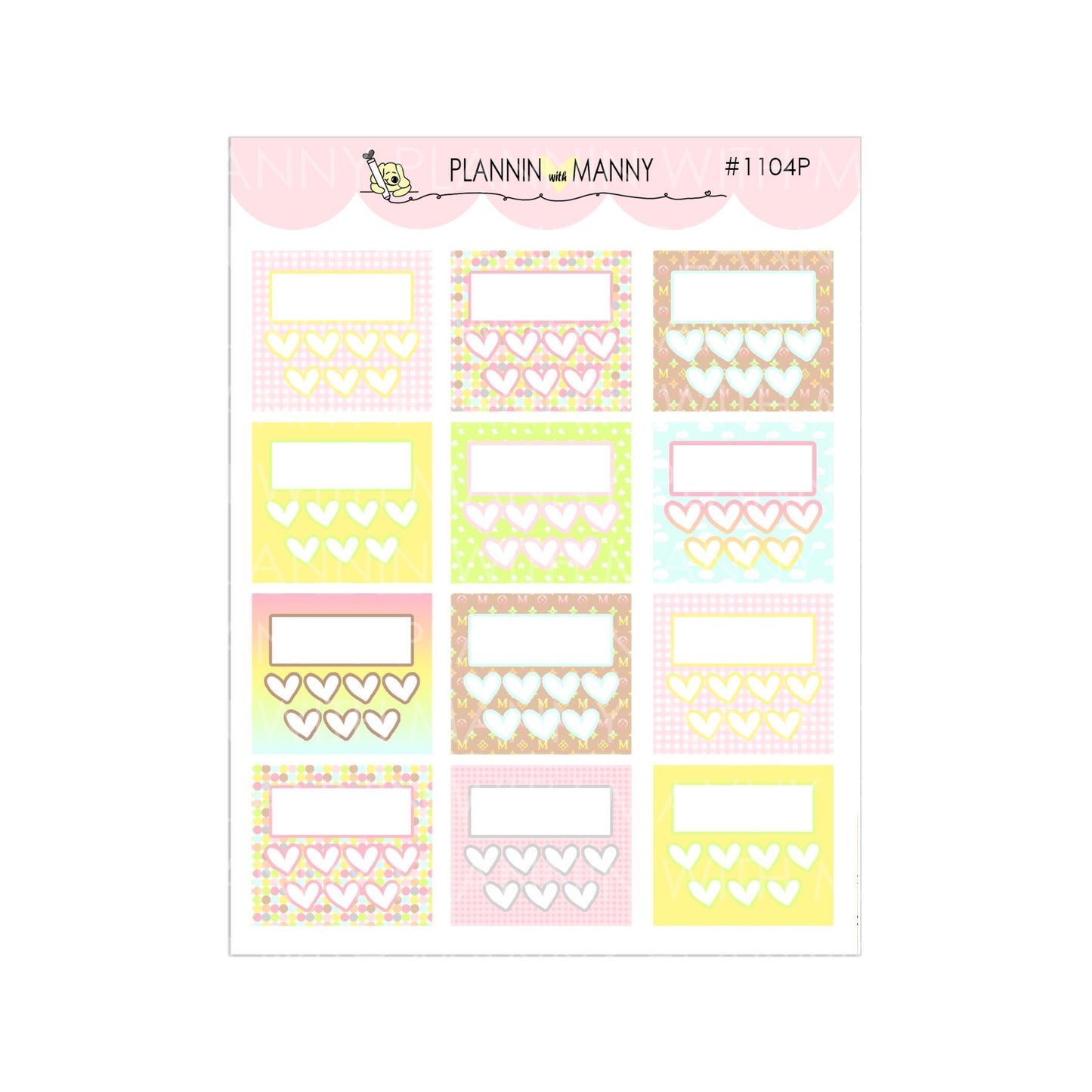 1104 Hobonichi Tracker Planner Stickers - Manny Basics