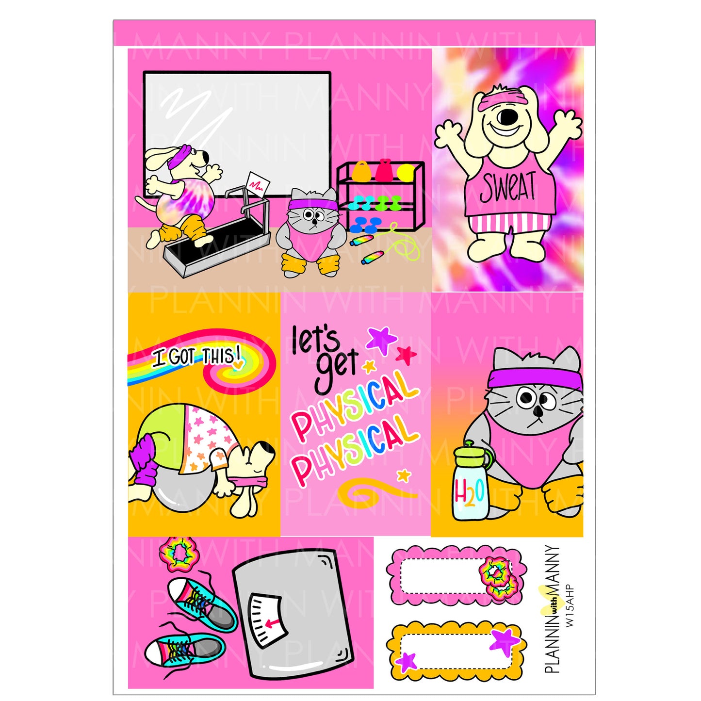 W15HP HAPPY PLANNER CLASSIC Weekly Planner Stickers - Let's Get Physical Collection