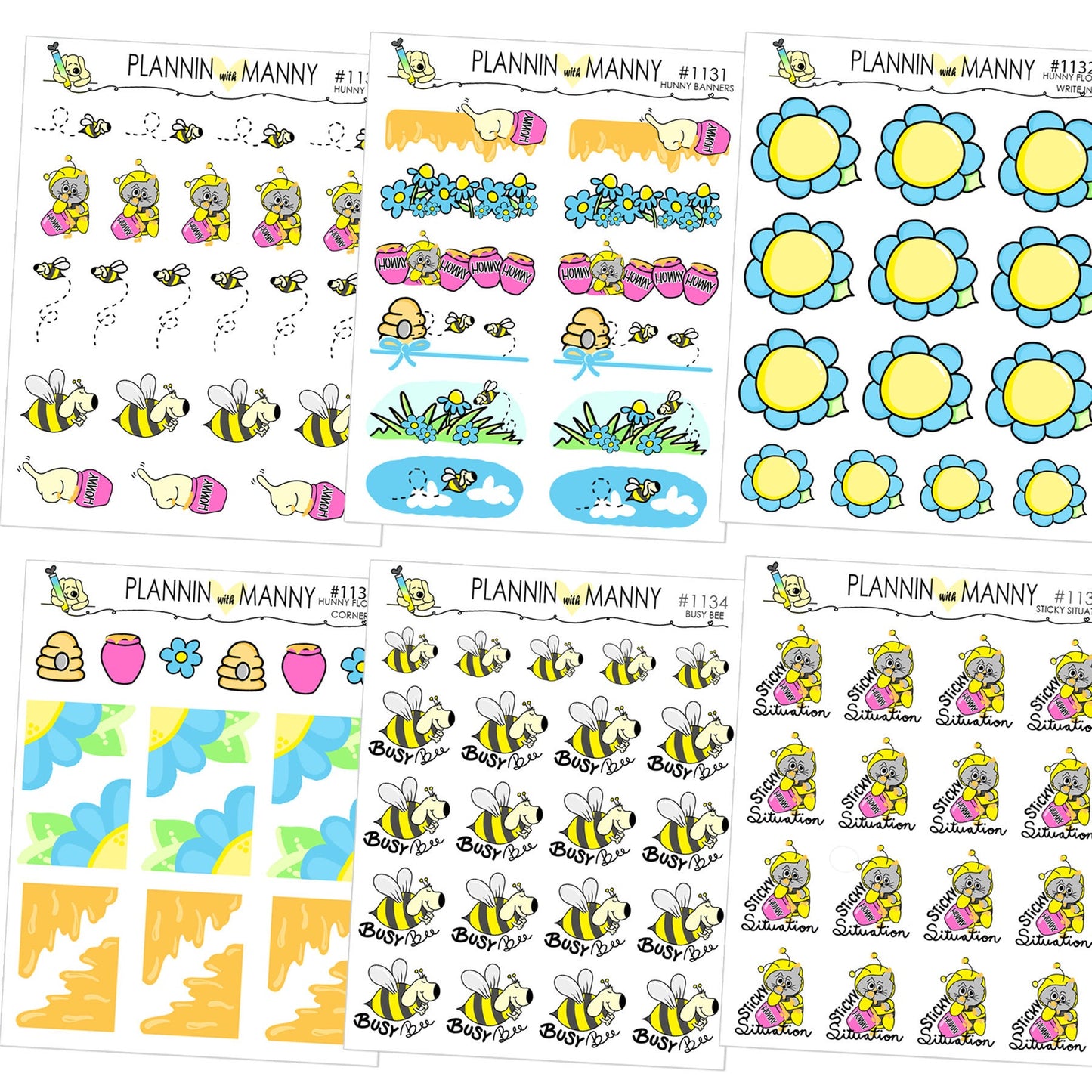 W16AV, Vertical Weeks Planner Stickers - Bee My Hunny Collection