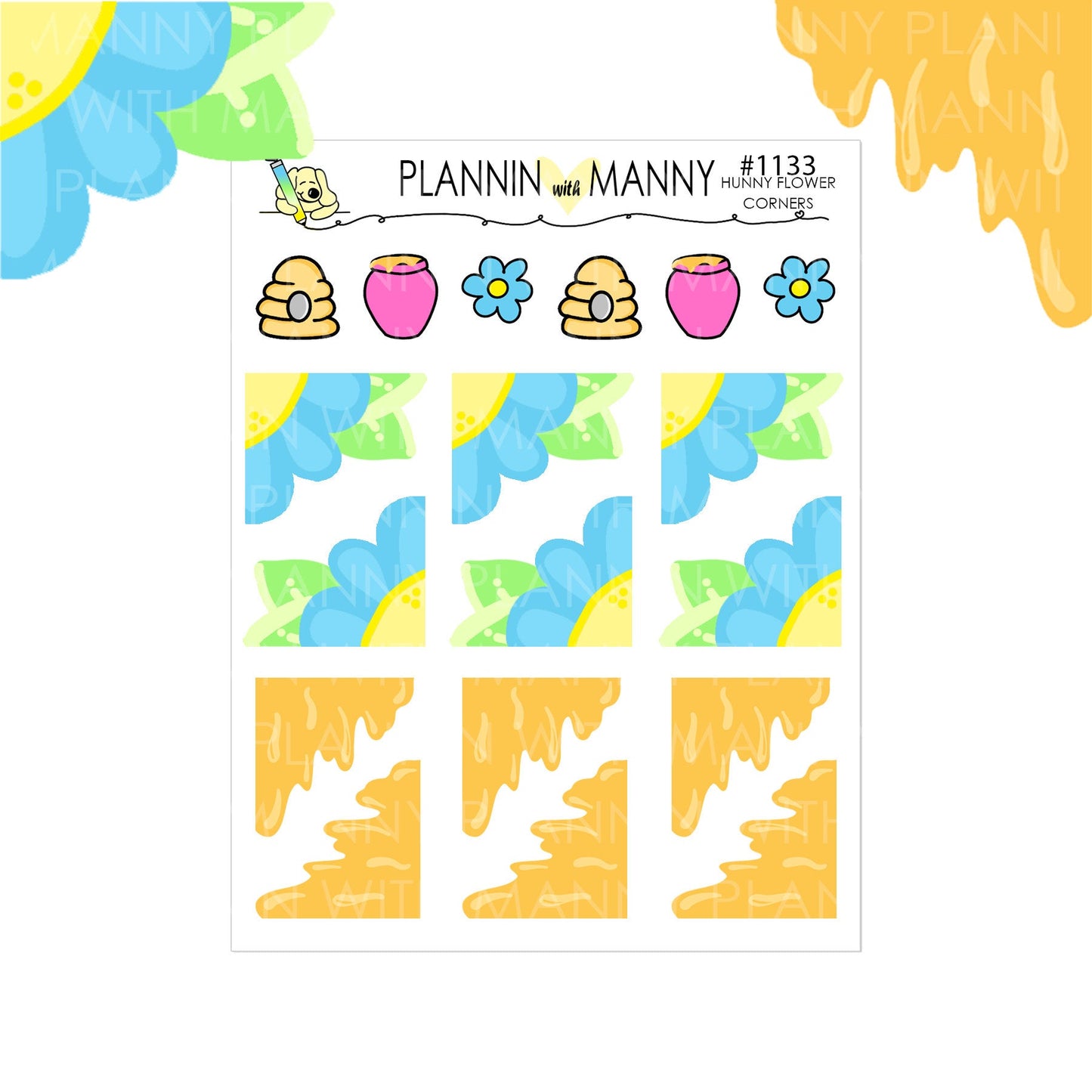 1133 Flower&Honey Corner Planner Stickers - Bee My Hunny Collection