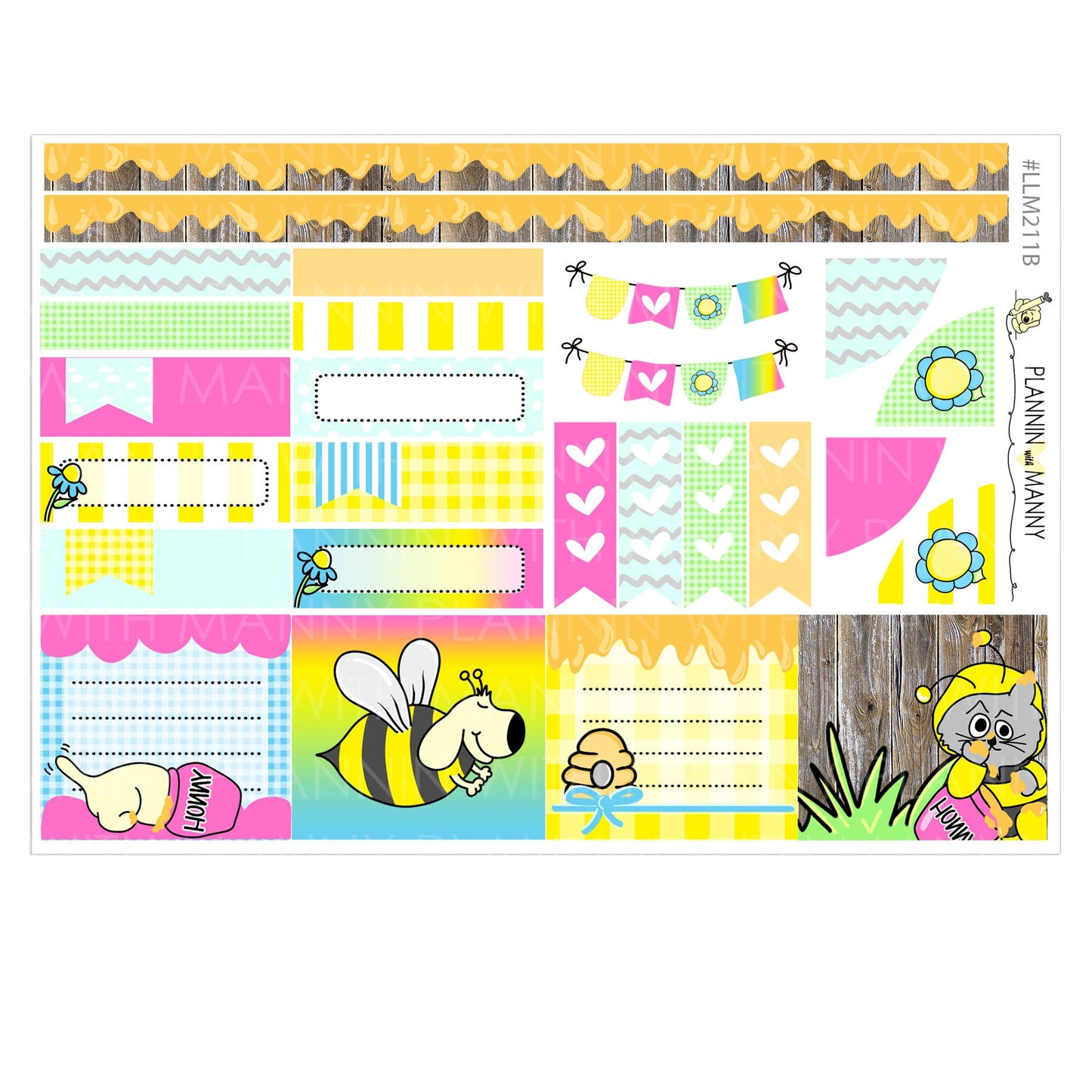 LLM211, MONTHLY PLANNER STICKERS, Bee My Hunny Collection