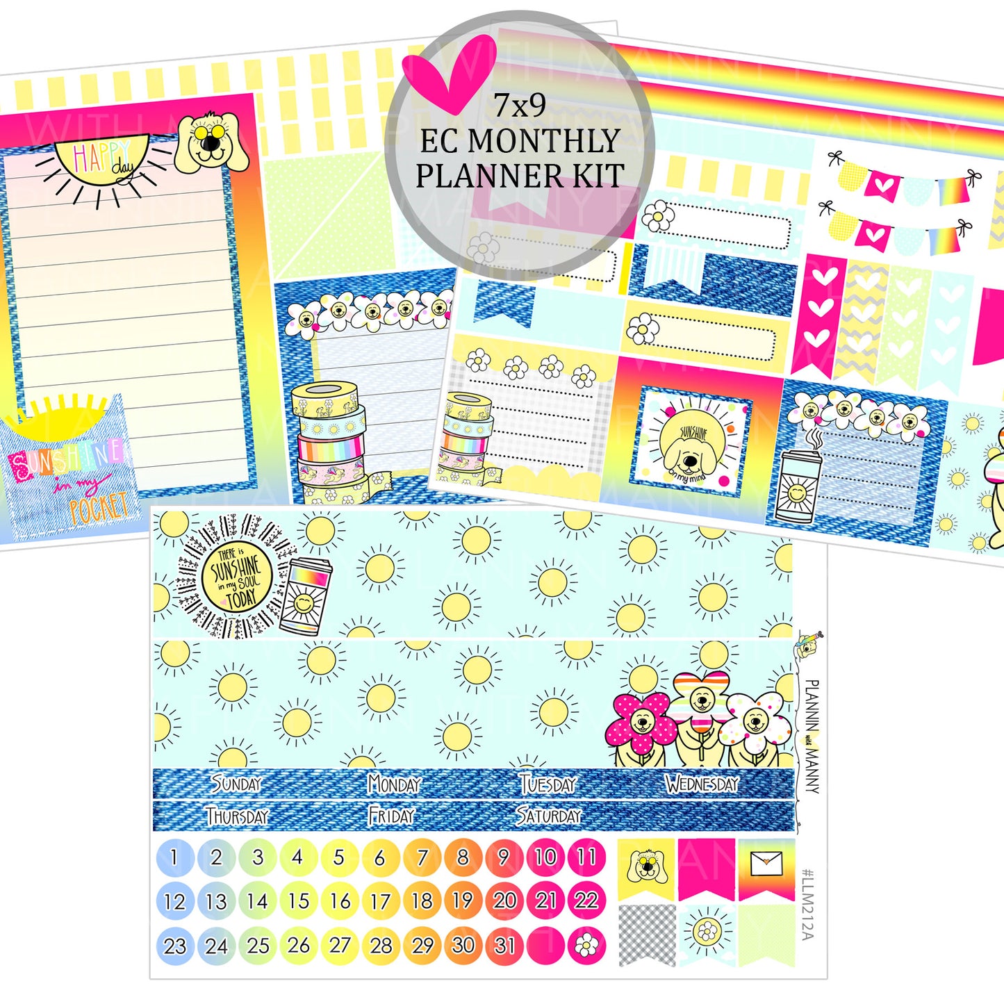 LLM212, MONTHLY PLANNER STICKERS, Sunshine in My Pocket Collection