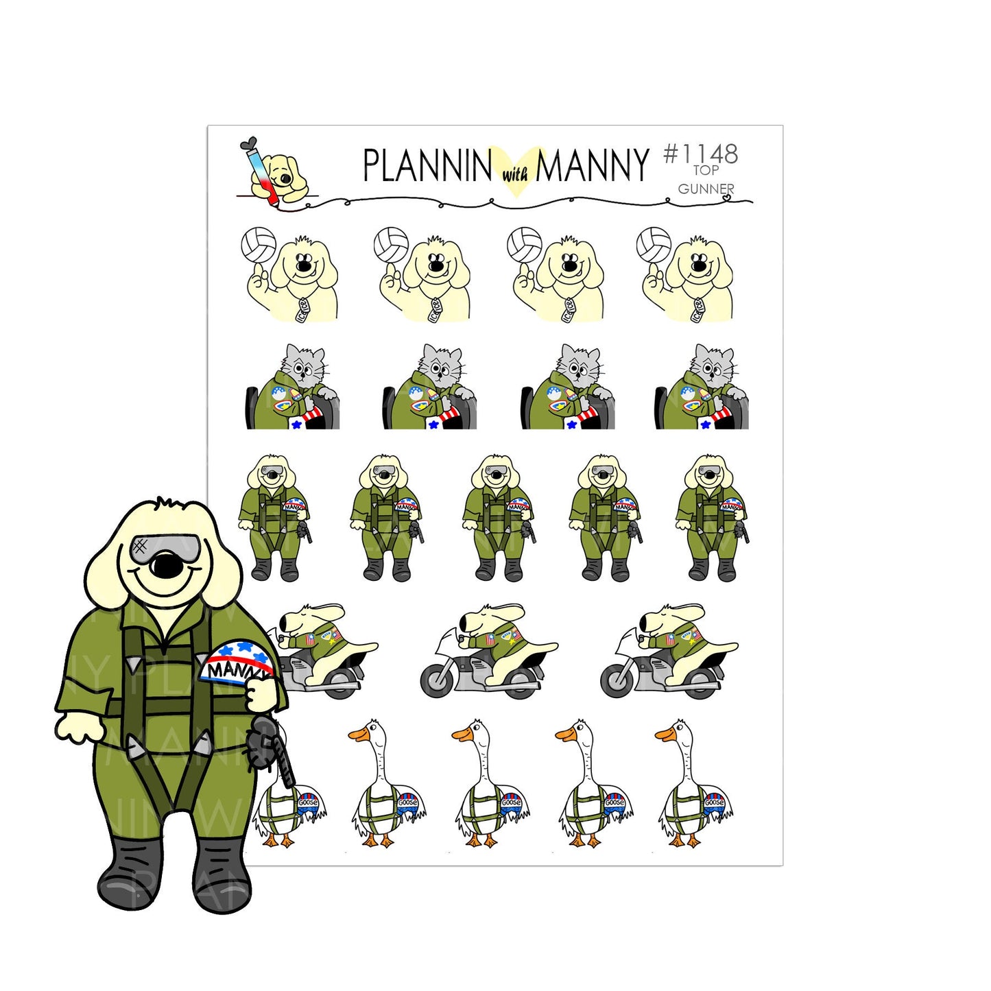 1148 TOP GUNNER Planner Stickers - Top Gunner Collection