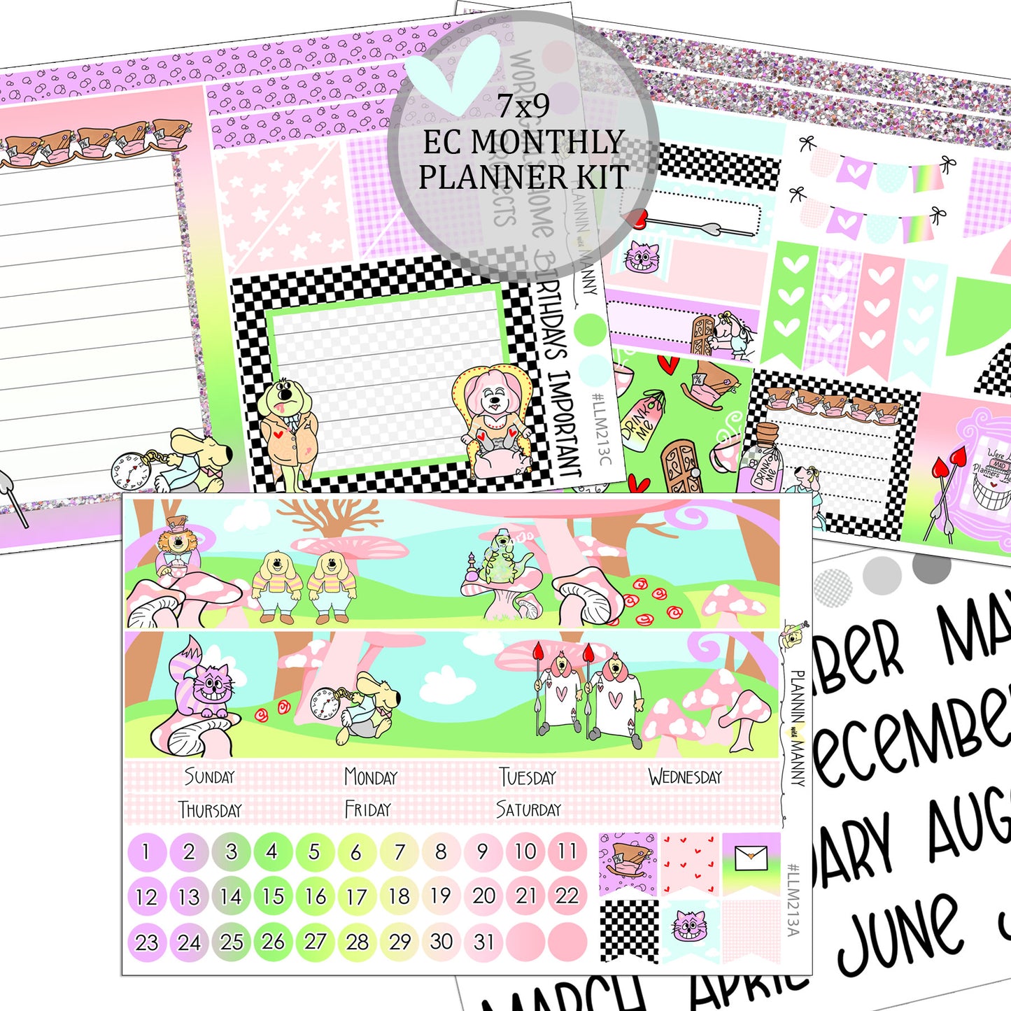 LLM13 MONTHLY PLANNER STICKERS - Wonderland Collection