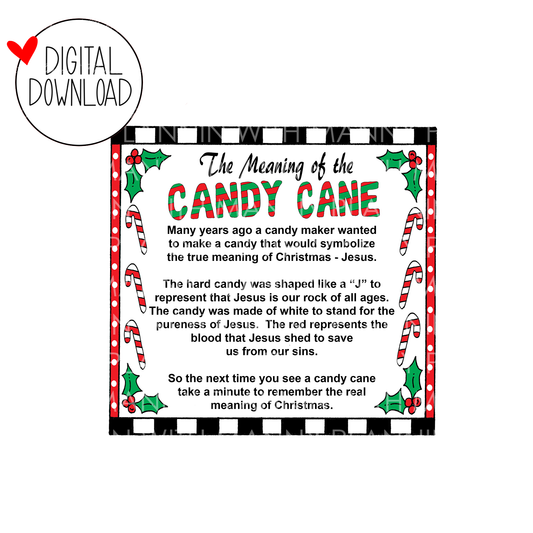 DIGITAL Meaning of the Candy Cane Printable Tags